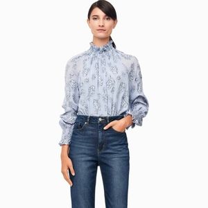 Rebecca Taylor Blue Mock Neck Blouse